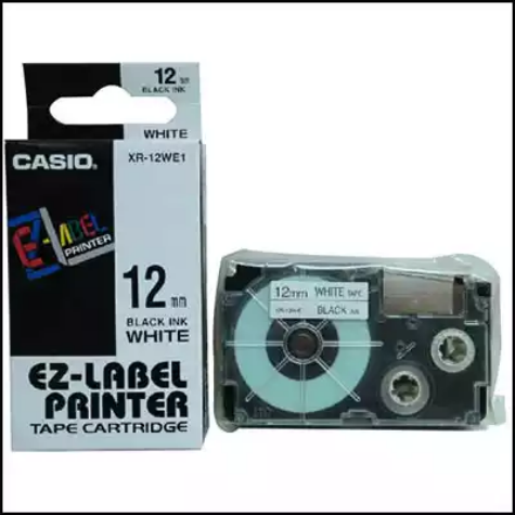 Picture of CASIO XR-12WE1 LABELING TAPE 12MM X 8MTR BLACK ON WHITE