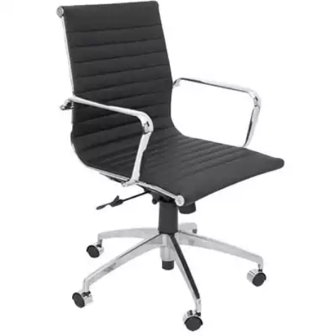 Picture of RAPIDLINE PU605M EXECUTIVE CHAIR MEDIUM BACK ARMS CHROME FRAME PU BLACK