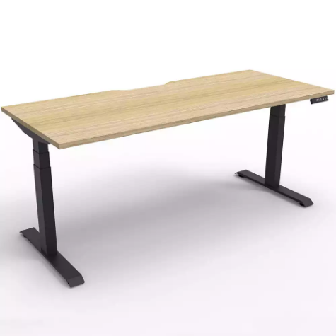 Picture of RAPIDLINE BOOST PLUS HEIGHT ADJUSTABLE SINGLE SIDED WORKSTATION 1800 X 750MM NATURAL OAK TOP / BLACK FRAME