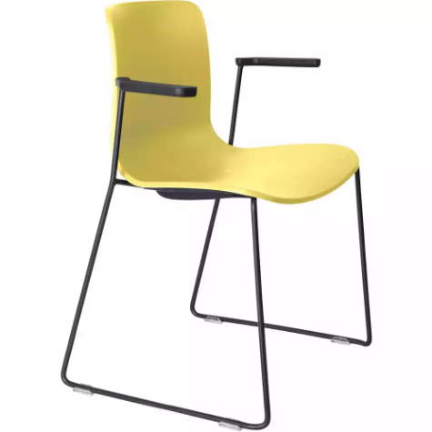 Picture of DAL ACTI CHAIR SLED BASE ARMS BLACK ARM-PADS AND BLACK POWDERCOAT FRAME YELLOW POLYPROP SHELL