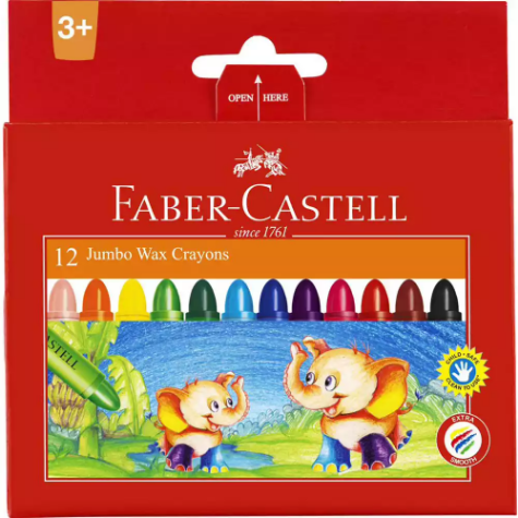 Picture of FABER-CASTELL JUMBO WAX CRAYONS ASSORTED BOX 12