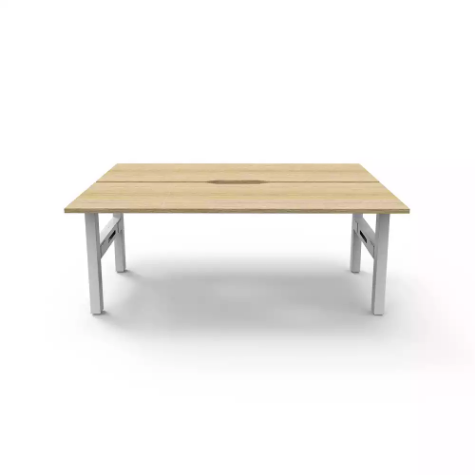 Picture of RAPIDLINE BOOST STATIC DOUBLE SIDED WORKSTATION 1500MM NATURAL OAK TOP / WHITE FRAME