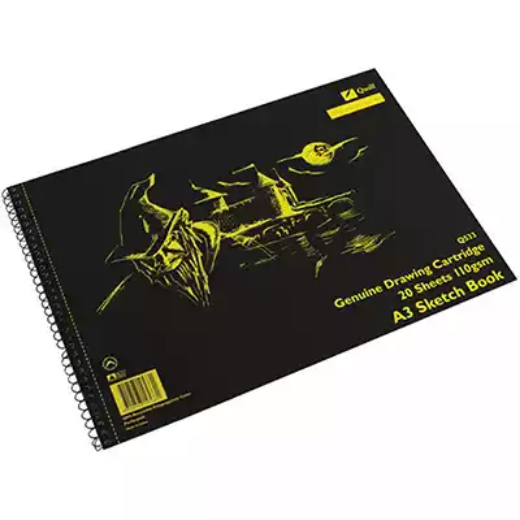 Picture of QUILL Q533 SKETCH BOOK PP SHORT BOUND 110GSM A3 297 X 420MM 20 SHEETS BLACK