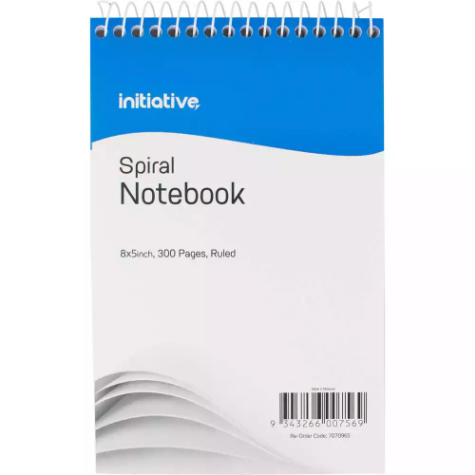 Picture of INITIATIVE SPIRAL NOTEBOOK SHORTHAND TOP BOUND 300 PAGE 200 X 127MM