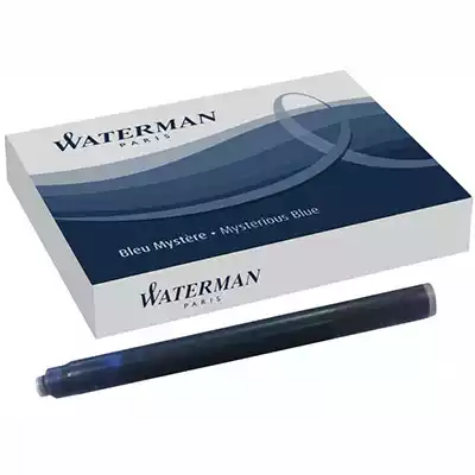 Picture of WATERMAN FOUNTAIN PEN INK CARTRIDGE MYSTERIOUS BLUE BLACK PACK 8