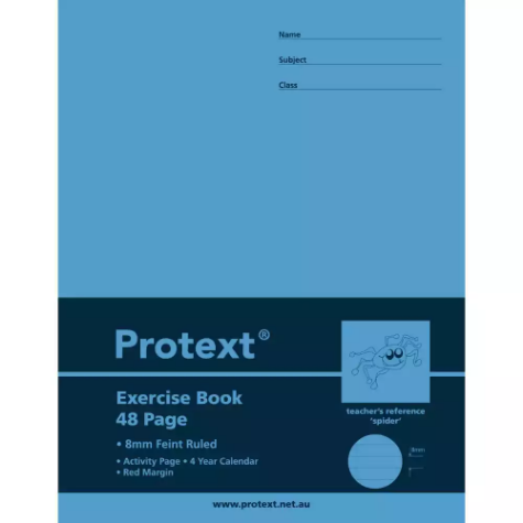 Picture of PROTEXT EXERCISE BOOK RULED 8MM 70GSM 48 PAGE 225 X 175MM SPIDER ASSORTED