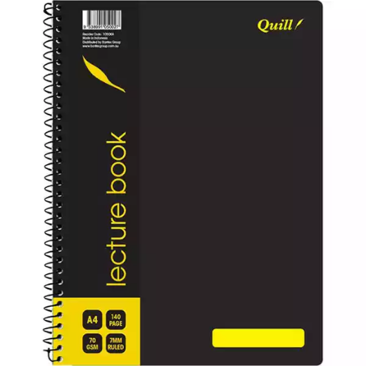 Picture of QUILL Q906 LECTURE BOOK SPIRALBOUND 70GSM A4 140 PAGE BLACK