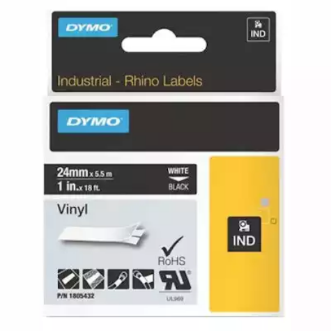 Picture of DYMO RHINO INDUSTRIAL TAPE VINYL 24MM WHITE ON BLACK