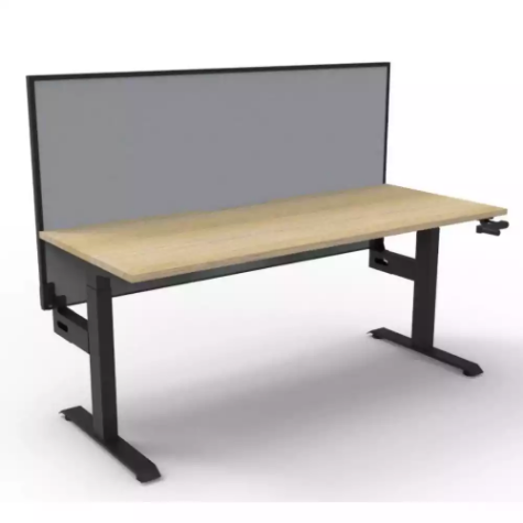 Picture of RAPIDLINE BOOST CRANK SINGLE SIDED WORKSTATION WITH SCREEN 1800 X 750 X 705MM NATURAL OAK TOP AND BLACK SATIN FRAME