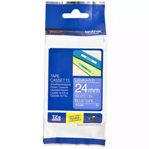 Picture of BROTHER TZE-555 LAMINATED LABELLING TAPE 24MM WHITE ON BLUE