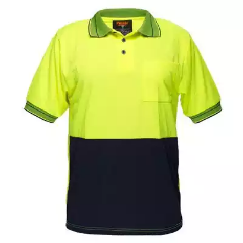 Picture of PORTWEST MP110 TWO TONED MICRO MESH POLO SHIRT YELLOW NAVY MEDIUM