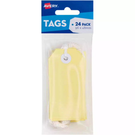 Picture of AVERY 13205 SWING TAGS WITH STRING 96 X 48MM YELLOW PACK 24