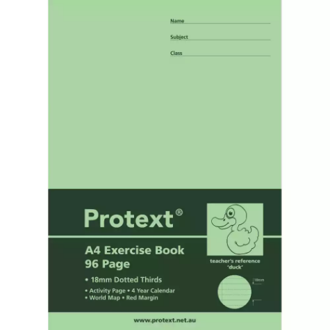 Picture of PROTEXT EXERCISE BOOK DOTTED THIRDS 18MM 70GSM 96 PAGE A4 DUCK ASSORTED