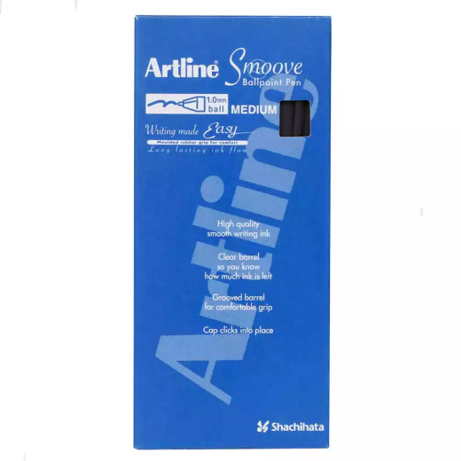 Picture of ARTLINE SMOOVE BALLPOINT PEN MEDIUM 1.0MM BLACK BOX 12