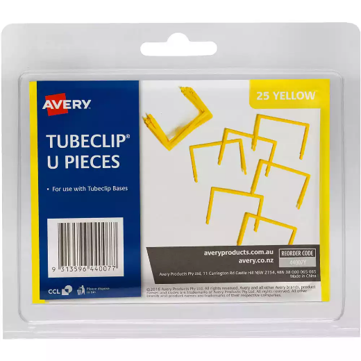 Picture of AVERY 44007Y TUBECLIP U PIECE YELLOW PACK 25