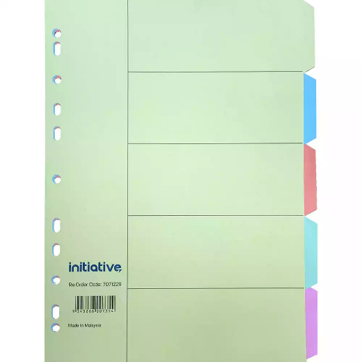 Picture of INITIATIVE DIVIDERS MANILLA 5 TAB A4 PASTEL COLOURS