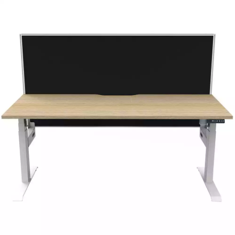 Picture of RAPIDLINE BOOST LIGHT SINGLE SIDED WORKSTATION WITH SCREEN 1200MM NATURAL OAK TOP / WHITE FRAME / BLACK SCREEN