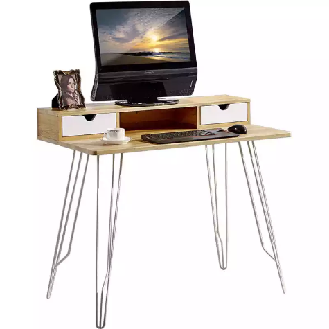 Picture of SYLEX NEWPORT COMPUTER DESK 1000 X 600 X 875MM WHITE/OAK