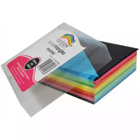 Picture of RAINBOW KINDER SHAPES PAPER TRIANGLE 80GSM DOUBLE SIDED 125 X 180MM MATT ASSORTED PACK 720