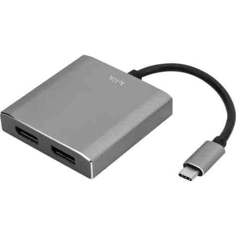 Picture of KLIK USB-C MALE TO DUAL DISPLAYPORT FEMALE ADAPTER SILVER