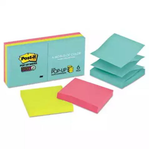 Picture of POST-IT R330-6SSMIA SUPER STICKY POP UP NOTES MIAMI 76 X 76MM 90 SHEETS PACK 6