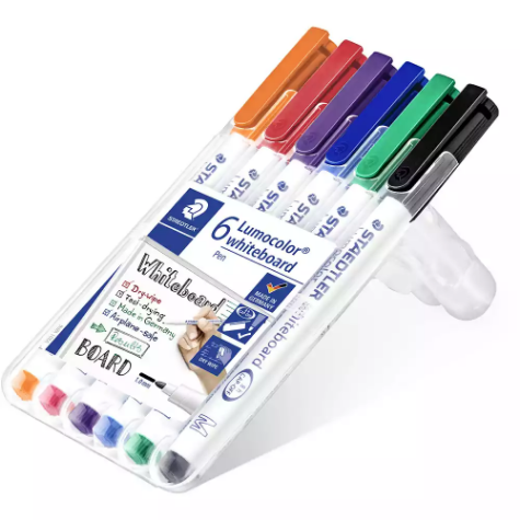 Picture of STAEDTLER 301 LUMOCOLOR WHITEBOARD PEN ASSORTED WALLET 6