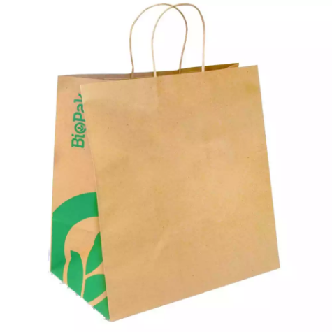 Picture of BIOPAK KRAFT PAPER BAGS TWIST HANDLE JUMBO 355 X 370 X 220MM CARTON 150