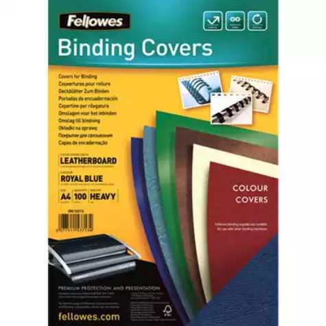 Picture of FELLOWES BINDING COVER LEATHERGRAIN 230GSM A4 ROYAL BLUE PACK 100