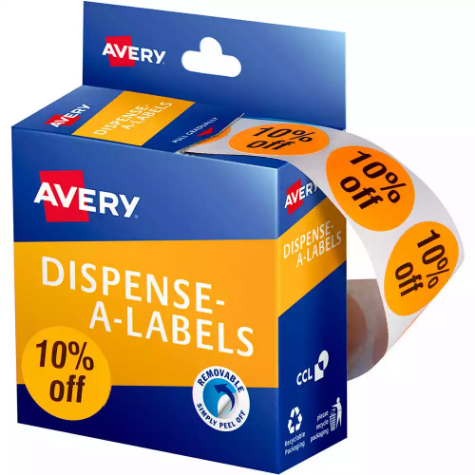 Picture of AVERY 937313 MESSAGE LABELS 10% OFF 24MM ORANGE PACK 500