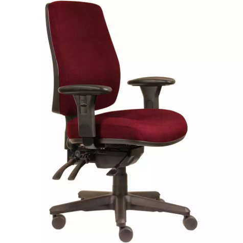 Picture of ERGOSELECT SPARK ERGONOMIC CHAIR HIGH BACK 3 LEVER SEAT SLIDE BLACK NYLON BASE ADJUSTABLE ARMS SCARLET