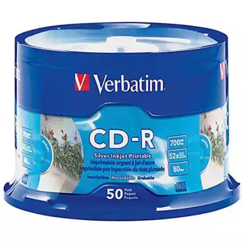 Picture of VERBATIM CD-R 700MB 52X PRINTABLE SPINDLE SILVER PACK 50