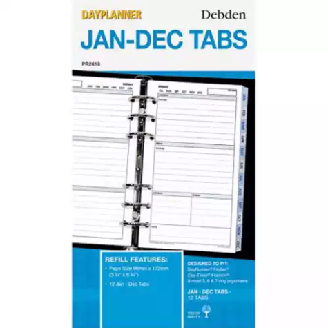 Picture of DEBDEN DAYPLANNER PR2010 PERSONAL EDITION REFILL TABS JAN-DEC PERSONAL SIZE