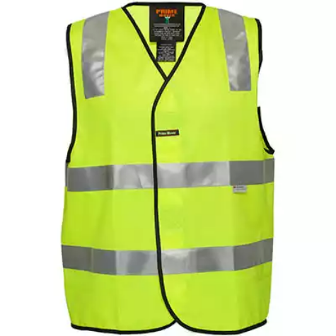 Picture of PRIME MOVER MV102 HI-VIS VEST HOOK N LOOP CLOSURE REFLECTIVE TAPE YELLOW MEDIUM