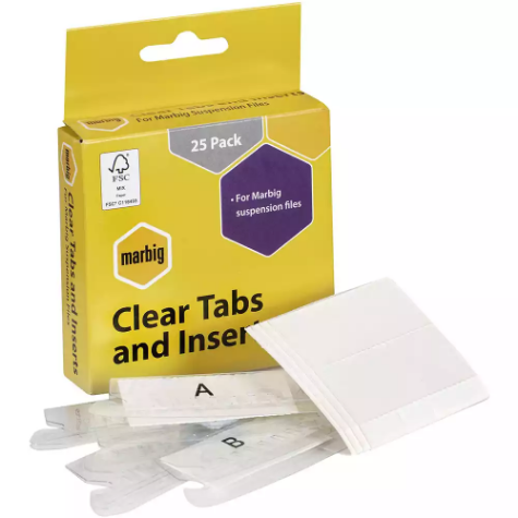 Picture of MARBIG SUSPENSION FILE CLEAR TABS AND INSERTS PACK 25