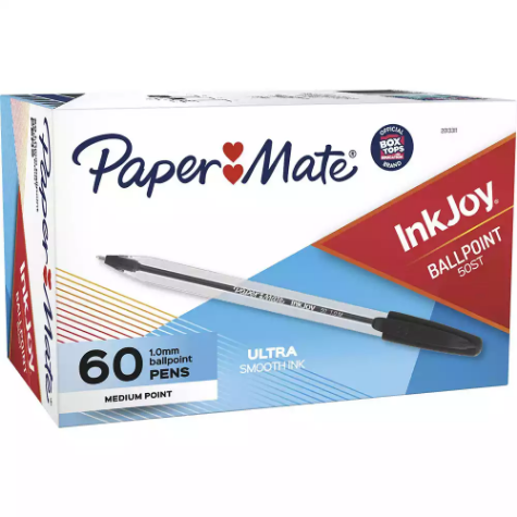 Picture of PAPERMATE INKJOY 100 BALLPOINT PENS MEDIUM BLACK BOX 60