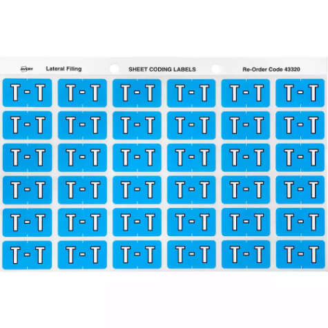 Picture of AVERY 43320 LATERAL FILE LABEL SIDE TAB COLOUR CODE T 25 X 38MM BLUE PACK 180