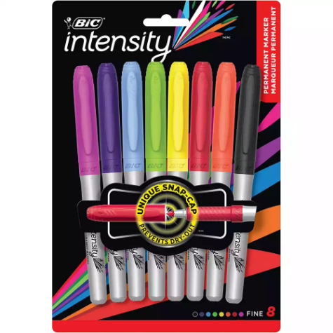 Picture of BIC INTENSITY PERMANENT MARKER BULLET FINE ASSORTED PACK 8