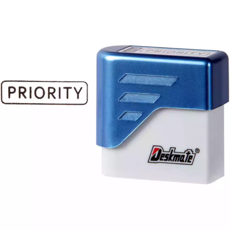 Picture of DESKMATE PRE-INKED MESSAGE STAMP PRIORITY BLACK