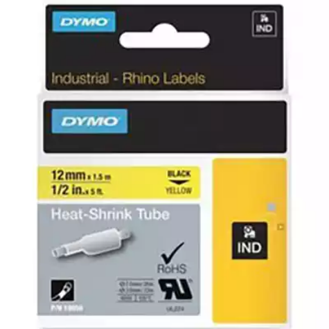 Picture of DYMO 18056 RHINO INDUSTRIAL HEAT SHRINK TUBING 12MM BLACK ON YELLOW