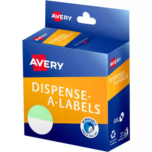 Picture of AVERY 937278 ROUND LABEL DISPENSER 24MM MINT/WHITE BOX 300