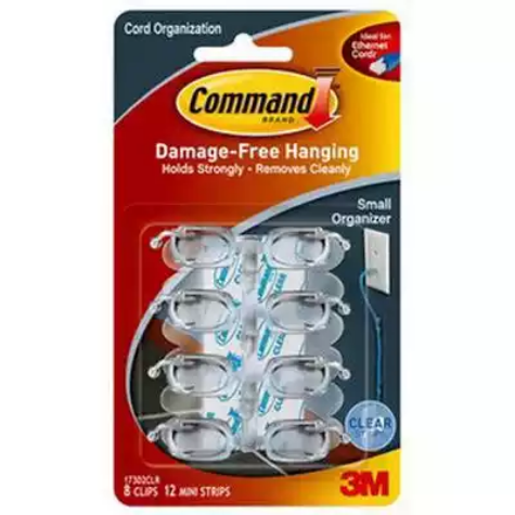 Picture of COMMAND ADHESIVE SMALL CORD CLIPS CLEAR PACK 8 CLIPS AND 12 STRIPS