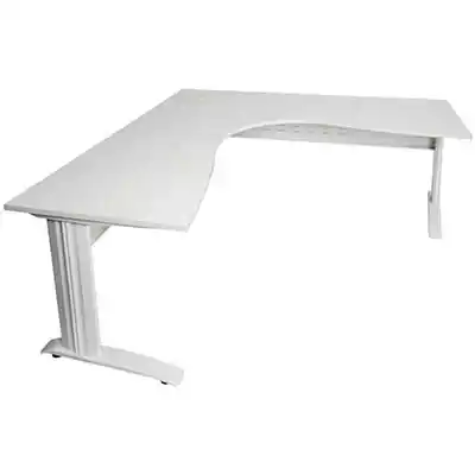 Picture of RAPID SPAN CORNER WORKSTATION WITH METAL MODESTY PANEL 1800 X 1500 X 700MM NATURAL WHITE/WHITE