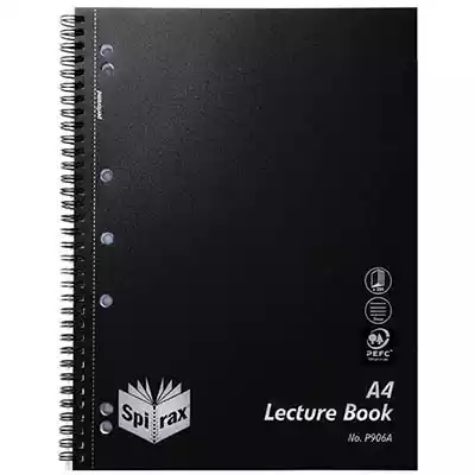 Picture of SPIRAX P906A LECTURE BOOK 7MM RULED 7 HOLE PUNCHED WIRO BOUND A4 BLACK