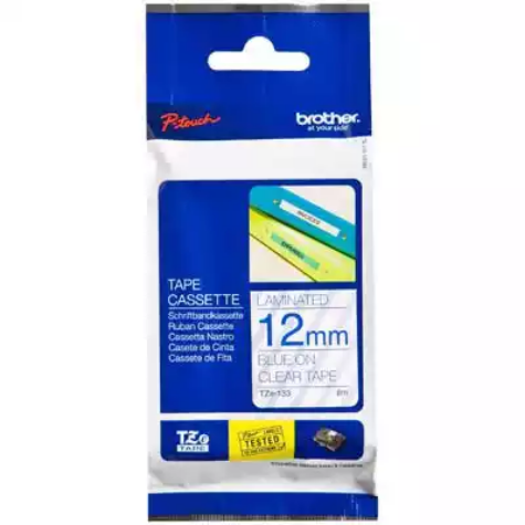 Picture of BROTHER TZE-133 LAMINATED LABELLING TAPE 12MM BLUE ON CLEAR