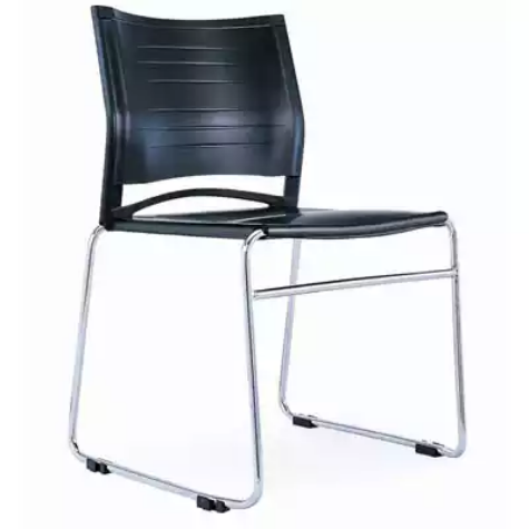 Picture of ZEST VISITORS CHAIR SLED BASE STACKING LINKING CHROME FRAME BLACK