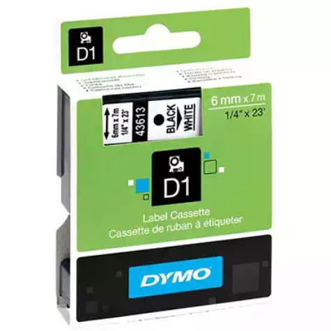 Picture of DYMO 43613 D1 LABELLING TAPE 6MM X 7M BLACK ON WHITE