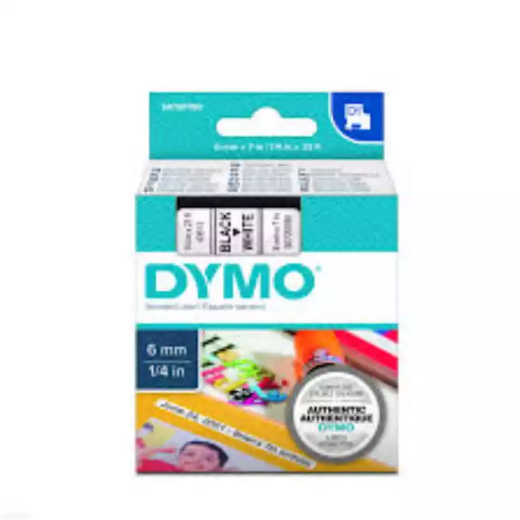 Picture of DYMO 43613 D1 LABELLING TAPE 6MM X 7M BLACK ON WHITE