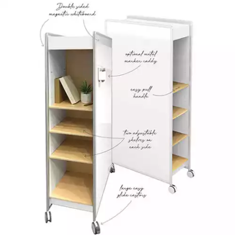 Picture of VISIONCHART EDUCATION HUDDLE DOUBLE SIDED MOBILE MAGNETIC WHITEBOARD 840 X 374 X 1800MM WHITE