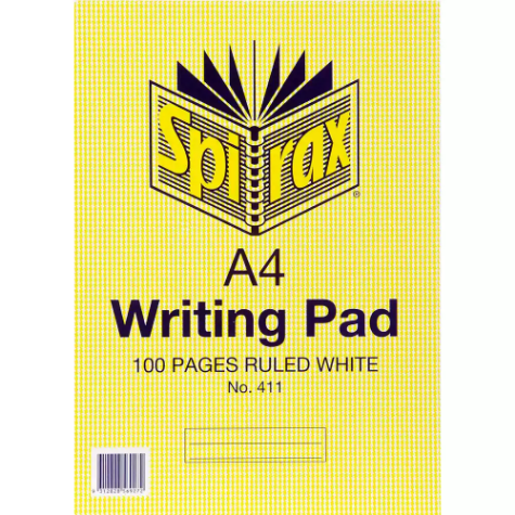 Picture of SPIRAX 411 WRITING PAD 8MM RULED A4 100 PAGE