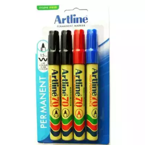 Picture of ARTLINE 70 PERMANENT MARKER BULLET 1.5MM ASSORTED PACK 4